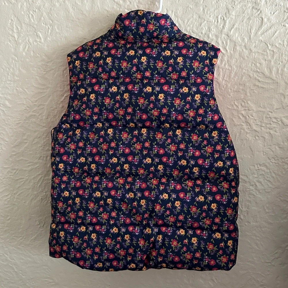 Ralph Lauren Kids Girls Reversible Down Feather Vest Pink Polo Blue Floral L 12